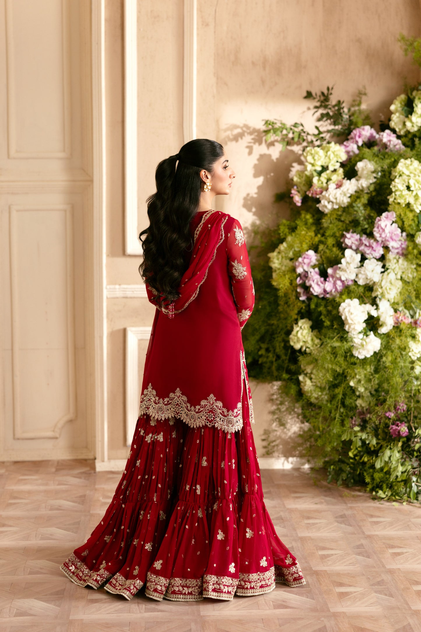 Rs 38000 Aneelas Stiched Bridal/Wedding Chiffon With Ada Work 3pc [LUX-CH-02] [Dispatch Time 2 Month]