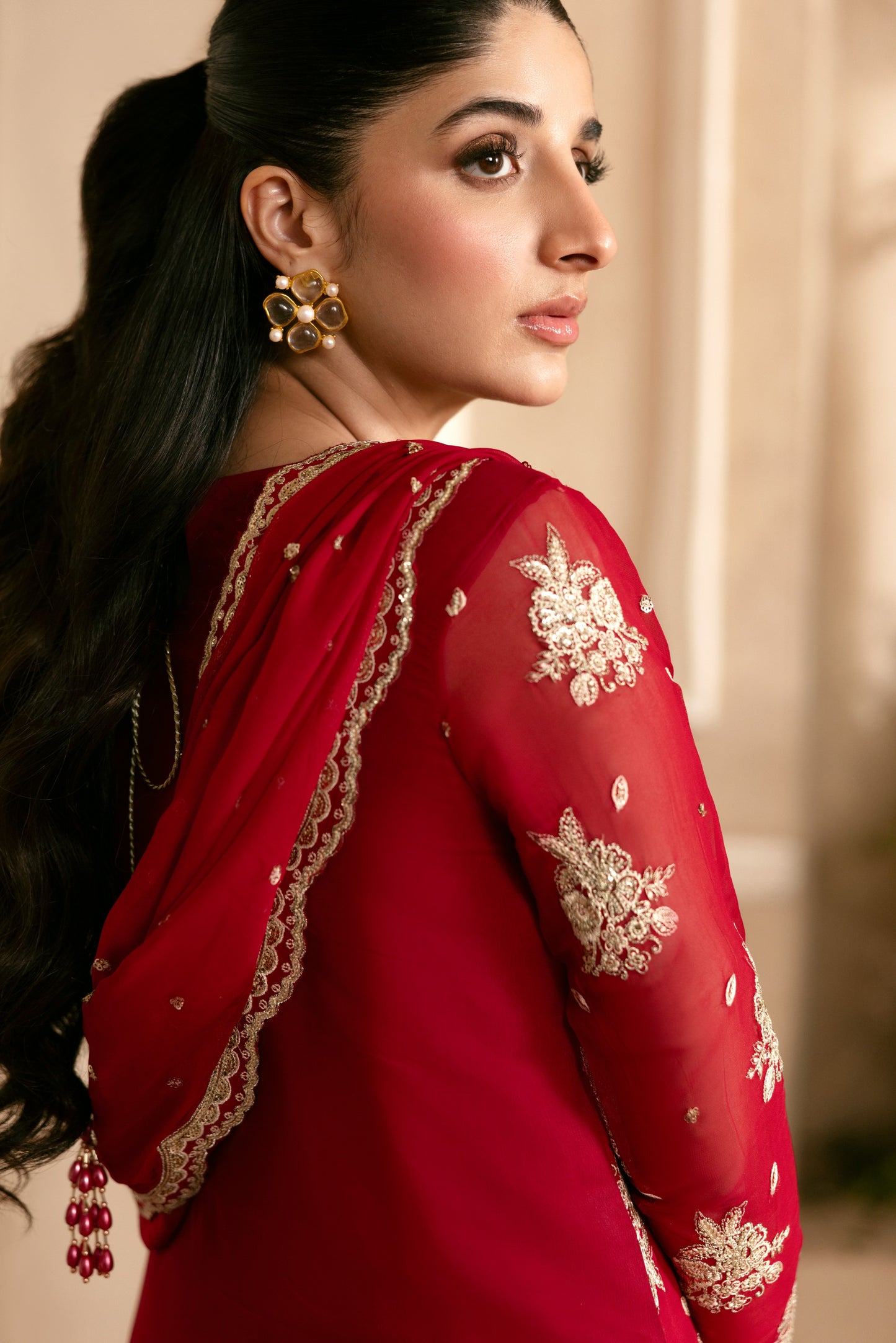 Rs 38000 Aneelas Stiched Bridal/Wedding Chiffon With Ada Work 3pc [LUX-CH-02] [Dispatch Time 2 Month]