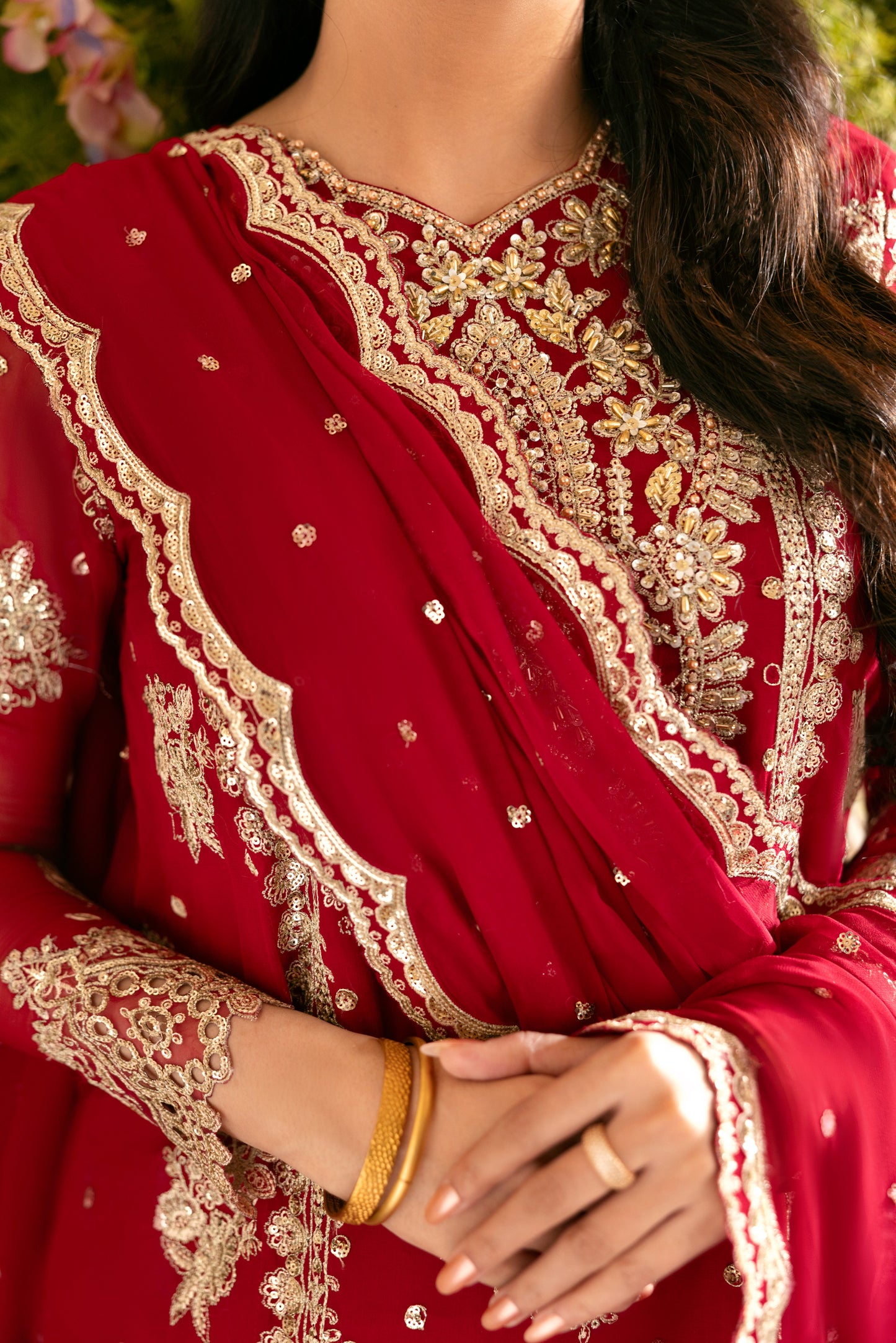 Rs 38000 Aneelas Stiched Bridal/Wedding Chiffon With Ada Work 3pc [LUX-CH-02] [Dispatch Time 2 Month]