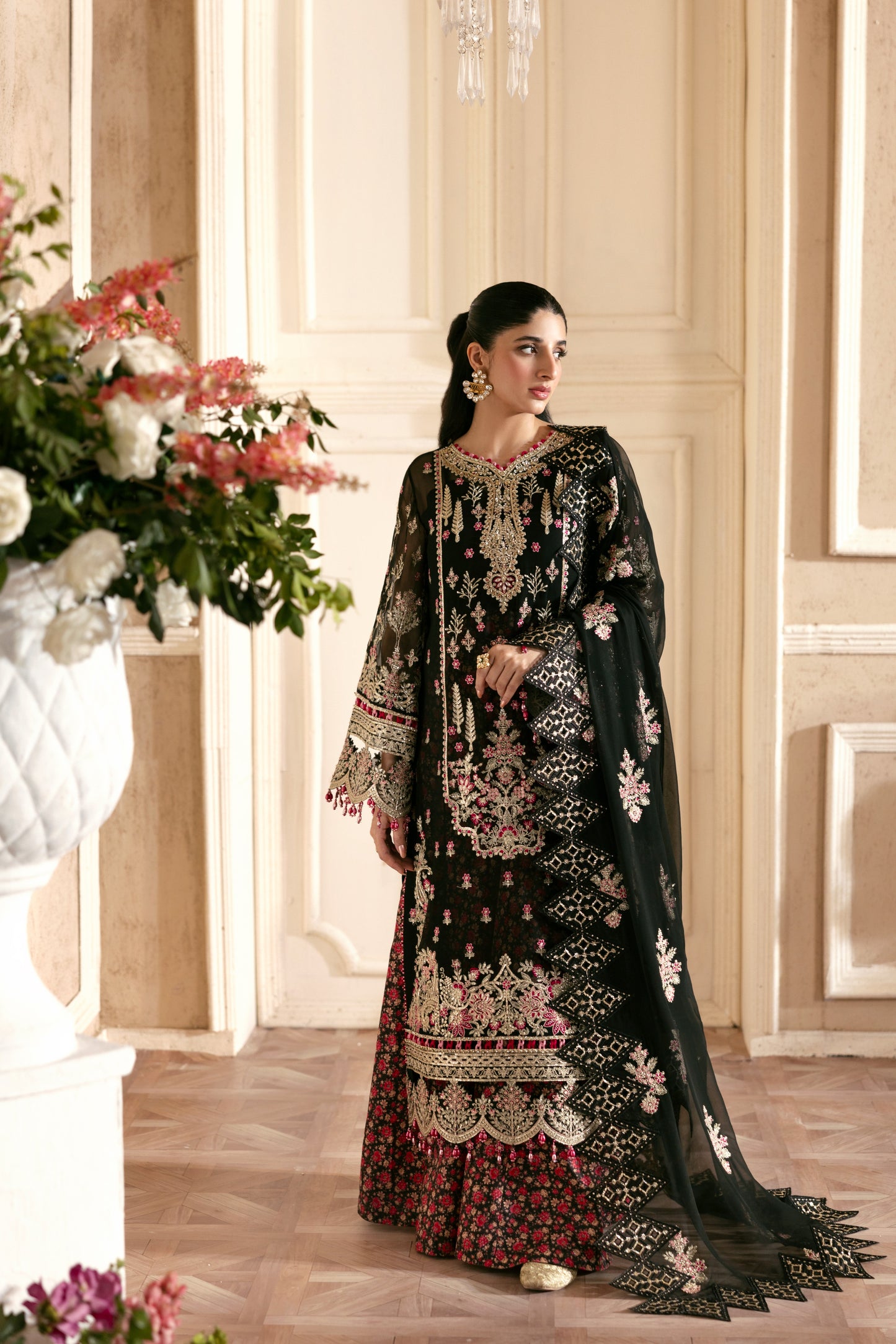 Rs 38000 Aneelas Stitched Chiffon Emb With Ada Work 3pc [LUX-CH-05] [Dispatch Time 2 Months]