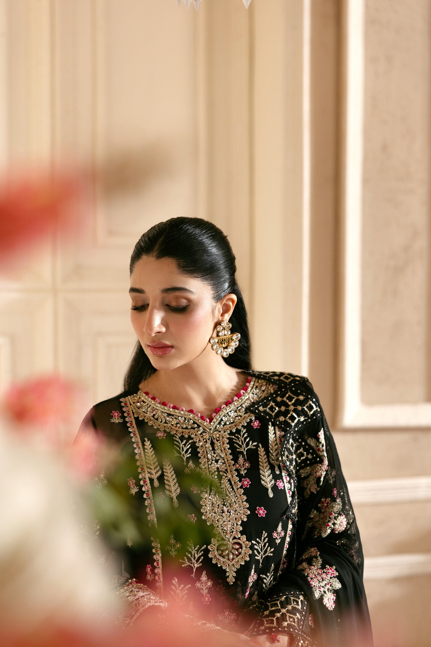 Rs 38000 Aneelas Stitched Chiffon Emb With Ada Work 3pc [LUX-CH-05] [Dispatch Time 2 Months]