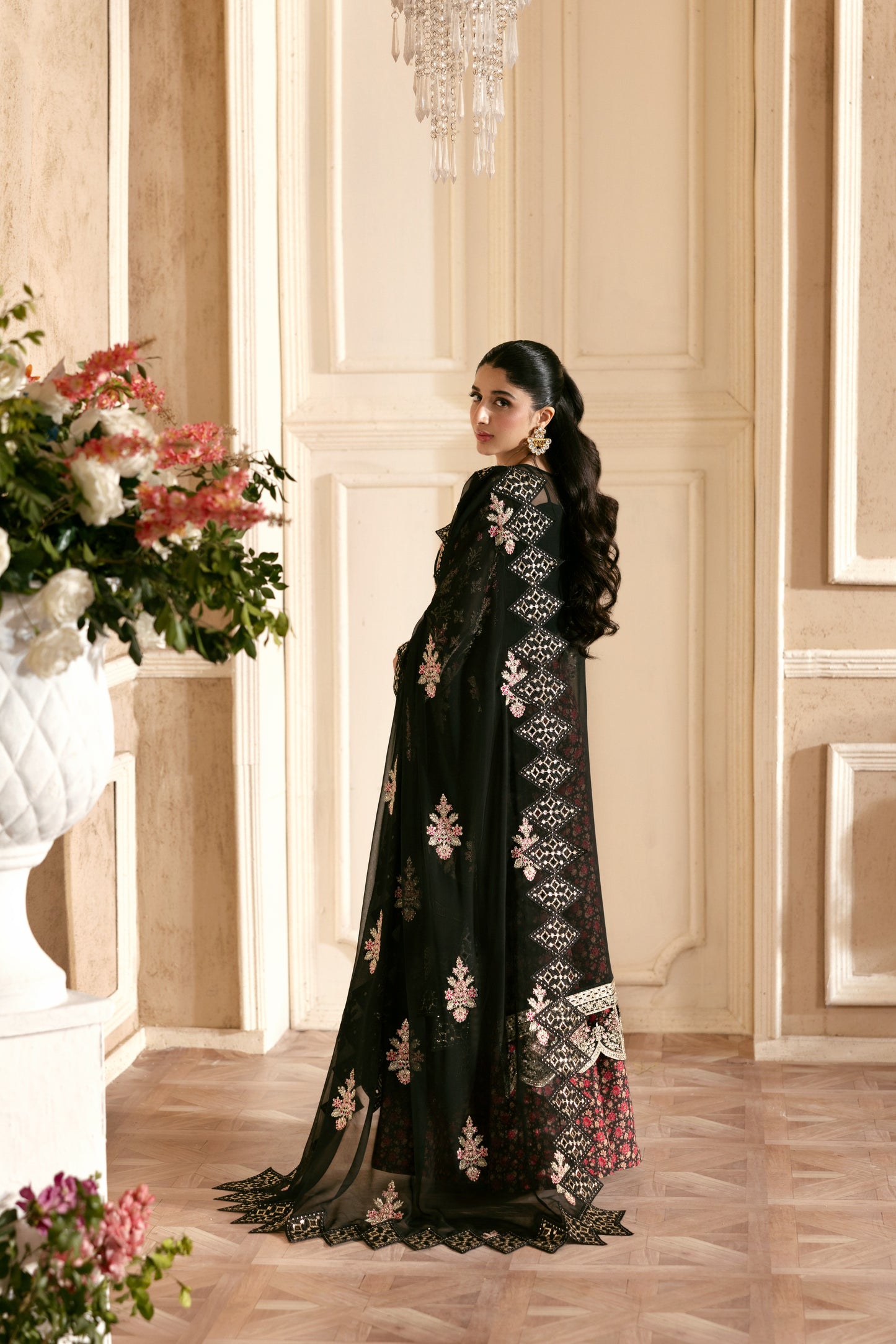 Rs 38000 Aneelas Stitched Chiffon Emb With Ada Work 3pc [LUX-CH-05] [Dispatch Time 2 Months]