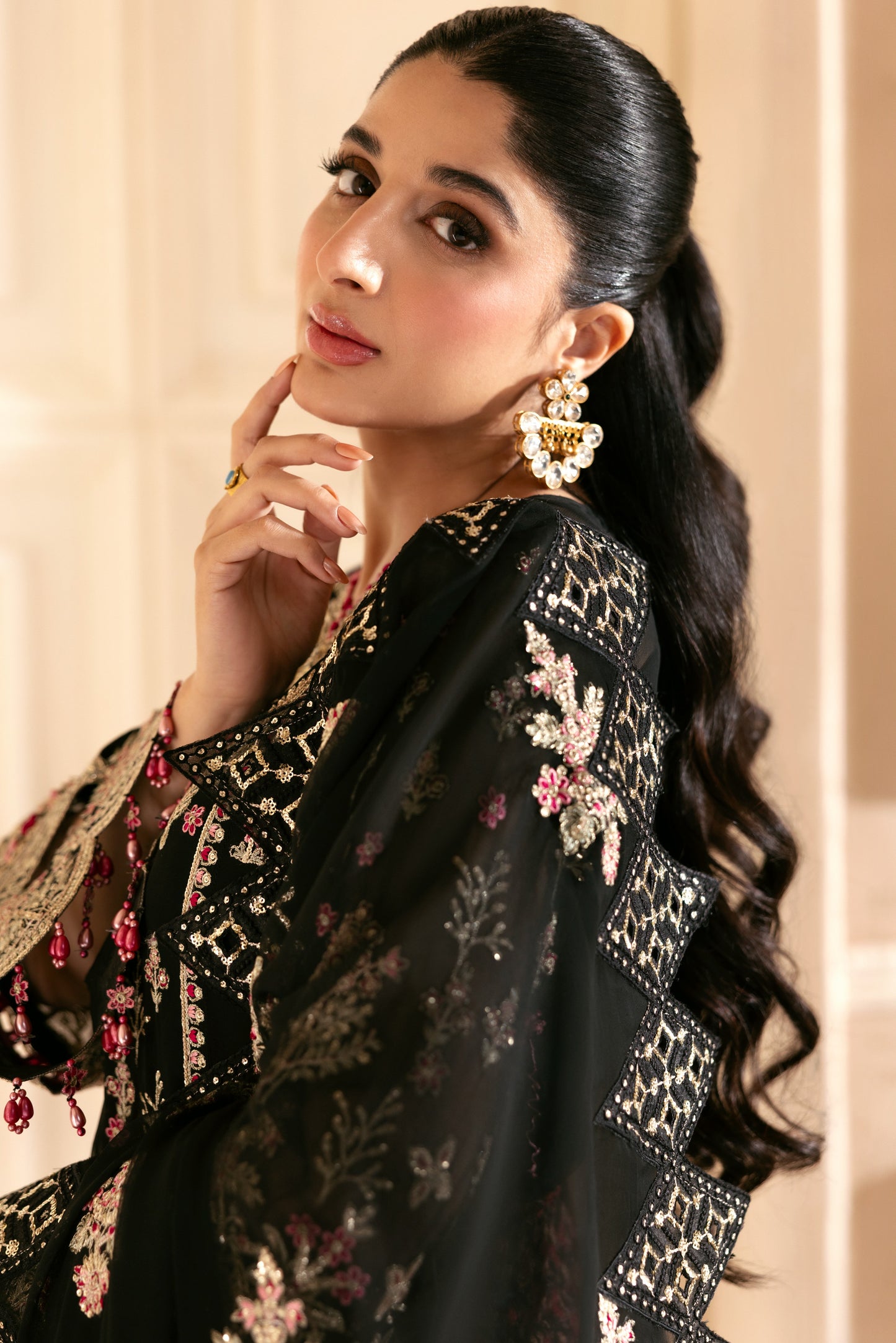 Rs 38000 Aneelas Stitched Chiffon Emb With Ada Work 3pc [LUX-CH-05] [Dispatch Time 2 Months]