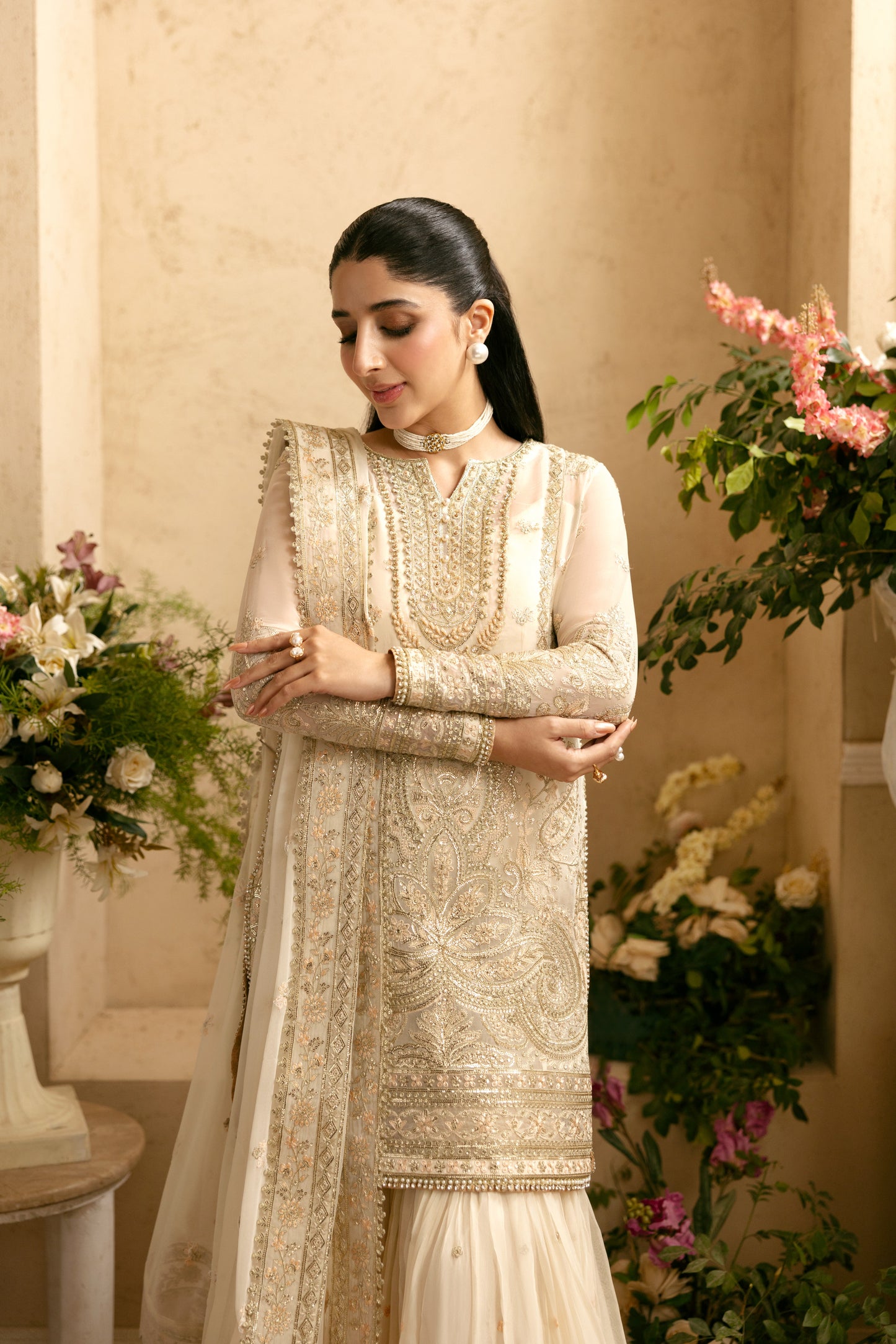 Rs 29500 Aneelas Nikah Luxury Chiffon Dress  With Ada Work Stitched 4pc [LUX-CH-01] [Dispatch Time 2 Month]