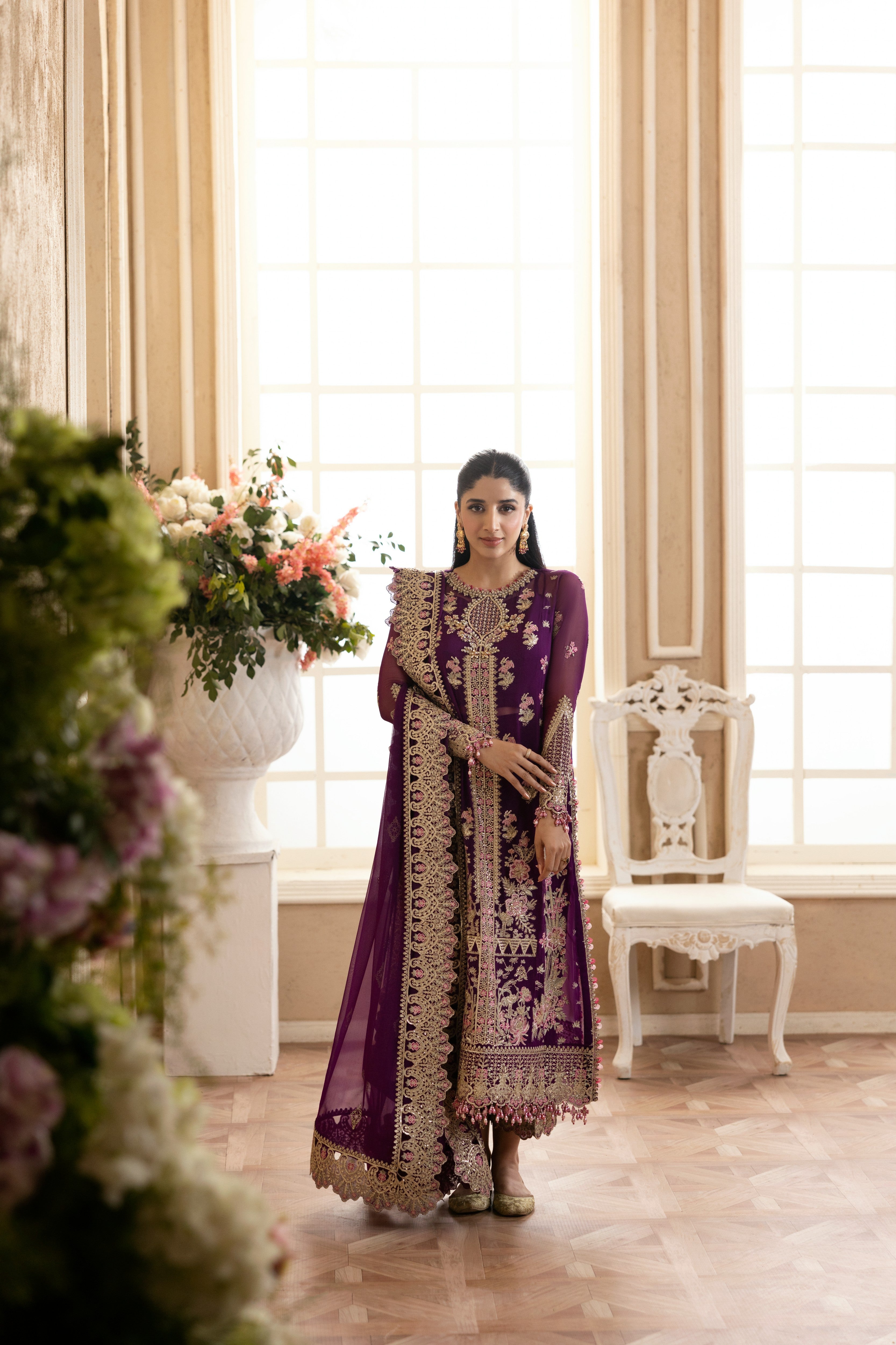 Rs 26500 Aneelas Stitched Luxury Emb Organza 3pc [LUX-OR-01] [Dispatch Time 2.5 Months]