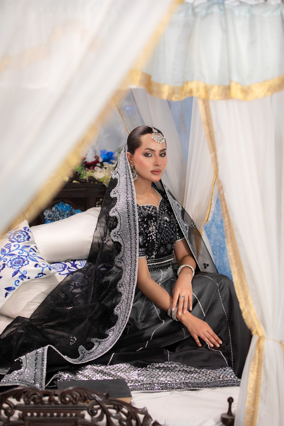 Aneelas Silk Emb Maxi Organza Duppata [BR-36] [Dispatch Time 2.5 Months]