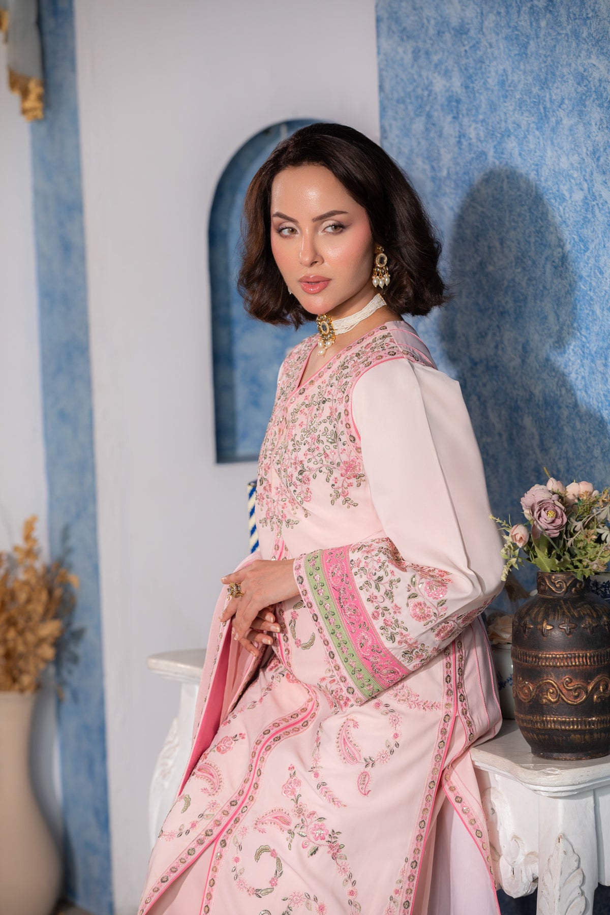 Aneelas Silk Semi Formal Emb 3pc Silk Duppata [FC-32] [Dispatch Time 2 Months]