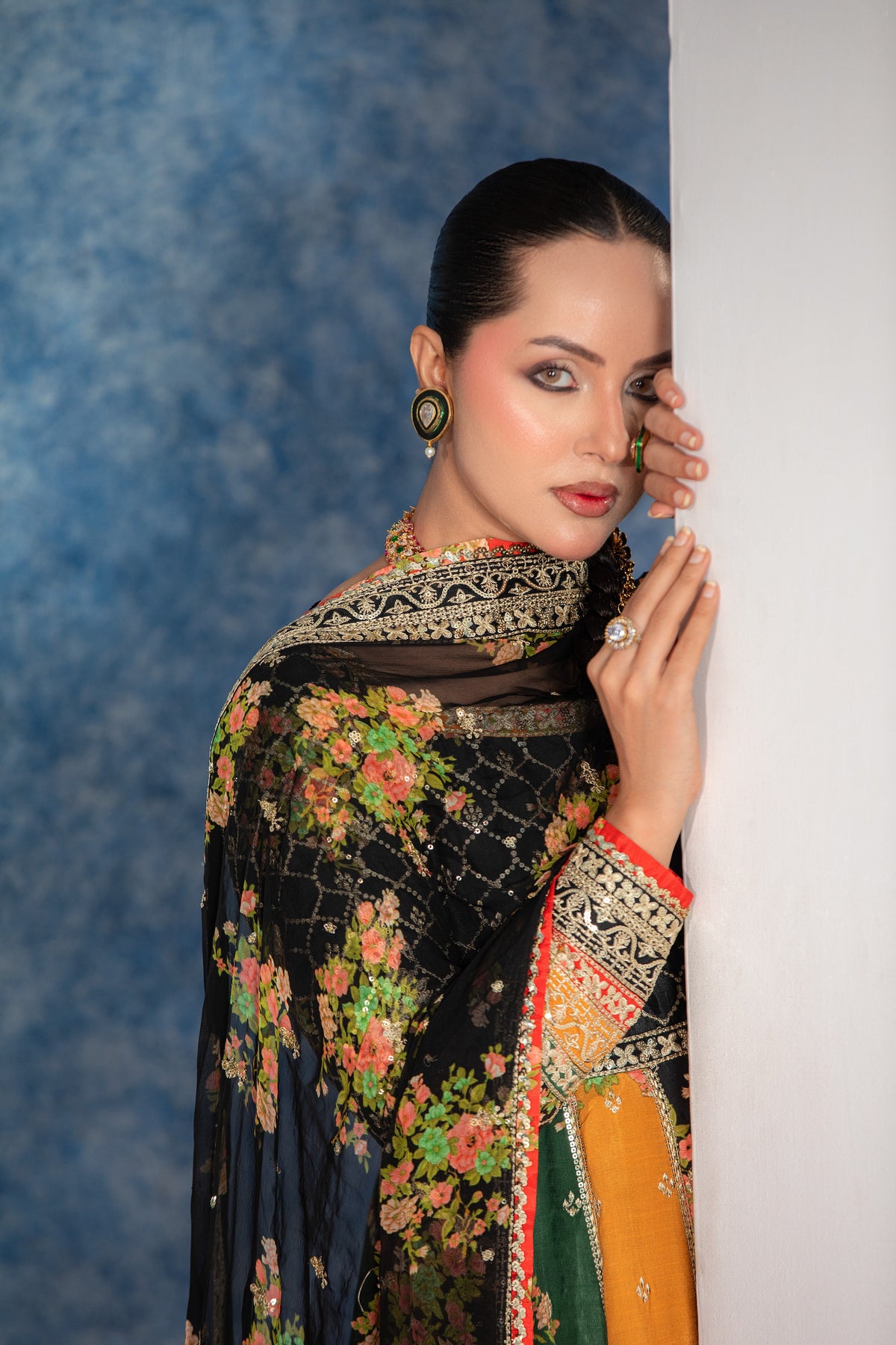 Aneelas Semi Formal Raw Silk Print Emb Maxi 3pc Emb Chiffon Duppata [FC-29] [Dispatch Time 2 Months]