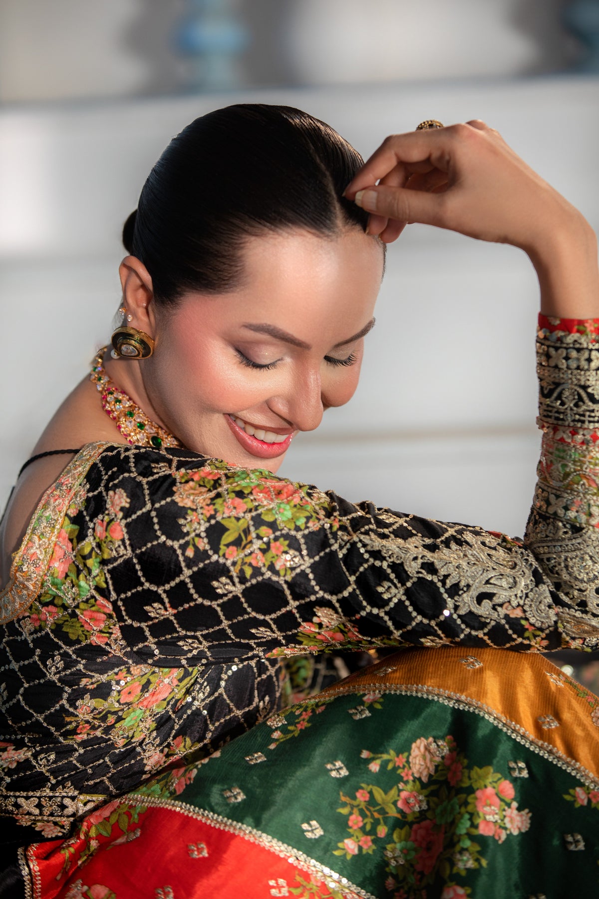 Aneelas Semi Formal Raw Silk Print Emb Maxi 3pc Emb Chiffon Duppata [FC-29] [Dispatch Time 2 Months]