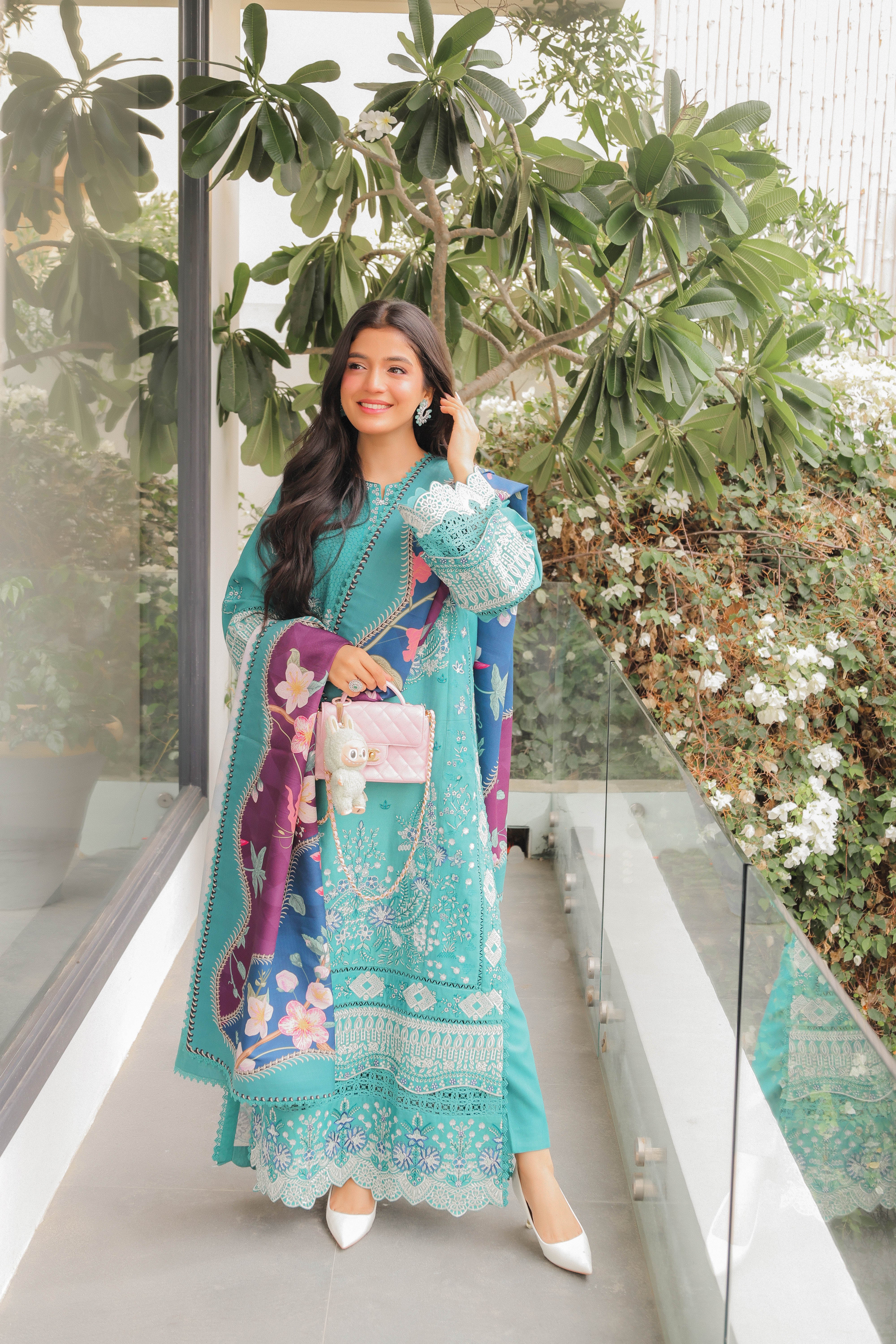 Rs 16500 Aneelas Winter Viscose Emb Printed Warm Shawl Stitched 3pc [LAIBA-03] [Dispatch Time 2 Months]