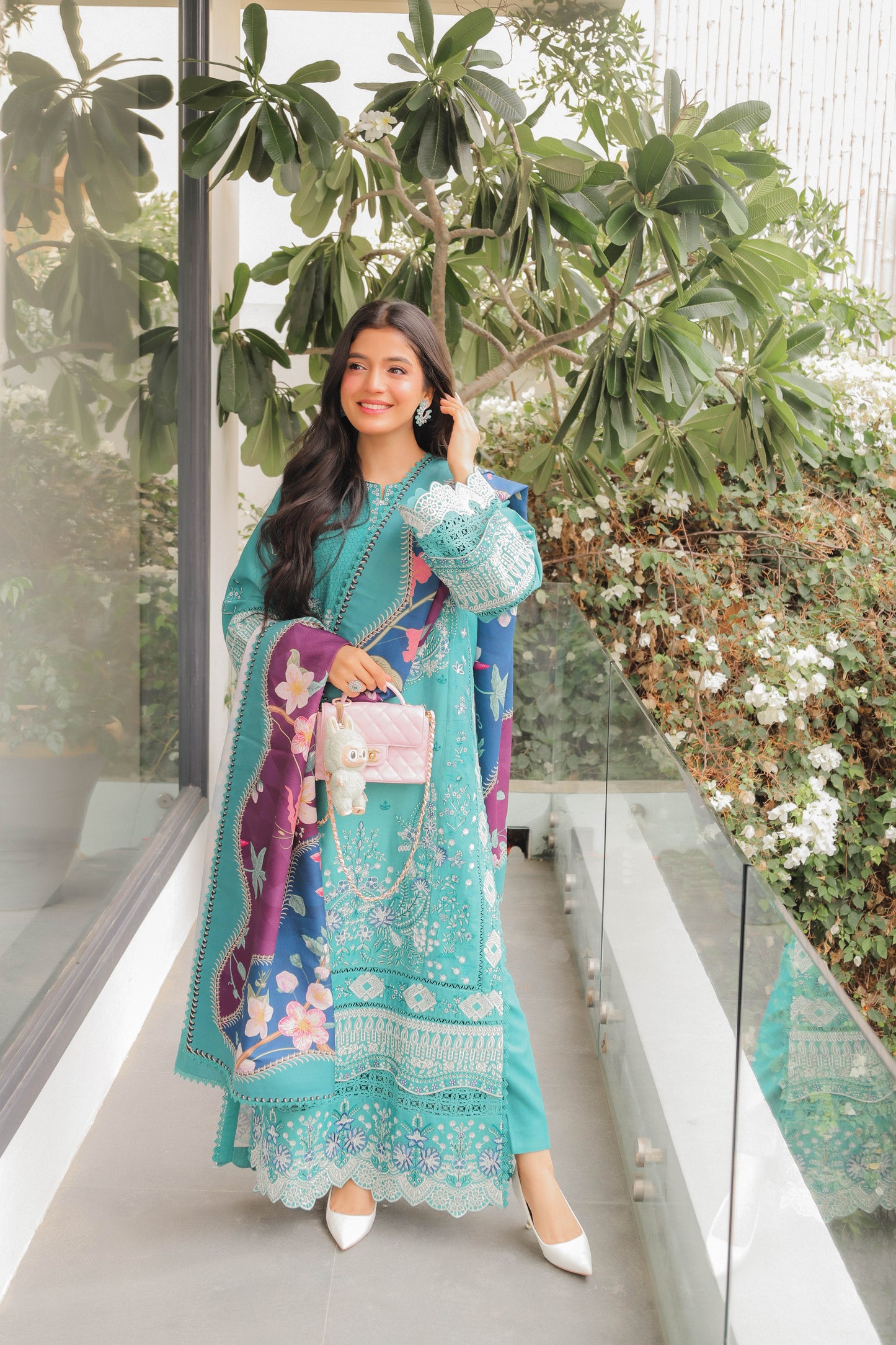 Rs 16500 Aneelas Winter Viscose Emb Printed Warm Shawl Stitched 3pc [LAIBA-03] [Dispatch Time 2 Months]