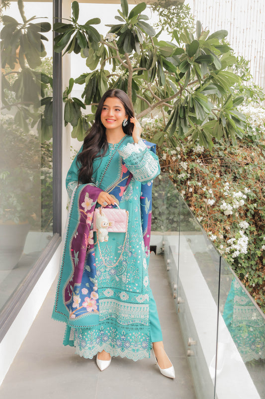Rs 16500 Aneelas Winter Viscose Emb Printed Warm Shawl Stitched 3pc [LAIBA-03] [Dispatch Time 2 Months]