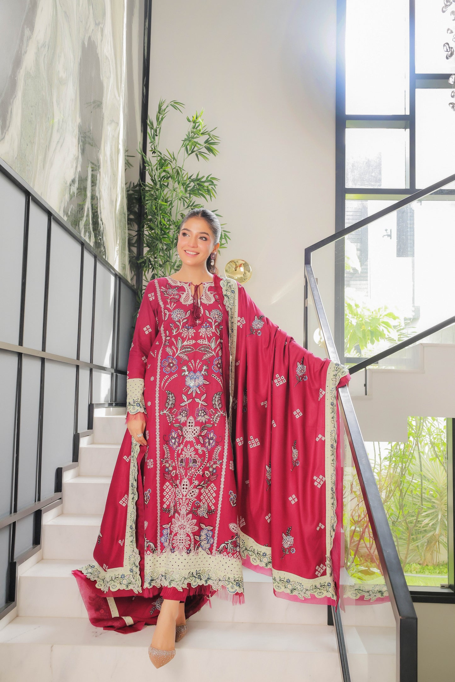 Aneelas Stitched Luxury Winter Viscose Emb Shirt Emb Shawl 3pc [LAIBA-05] [Dispatch Time 2 Months]