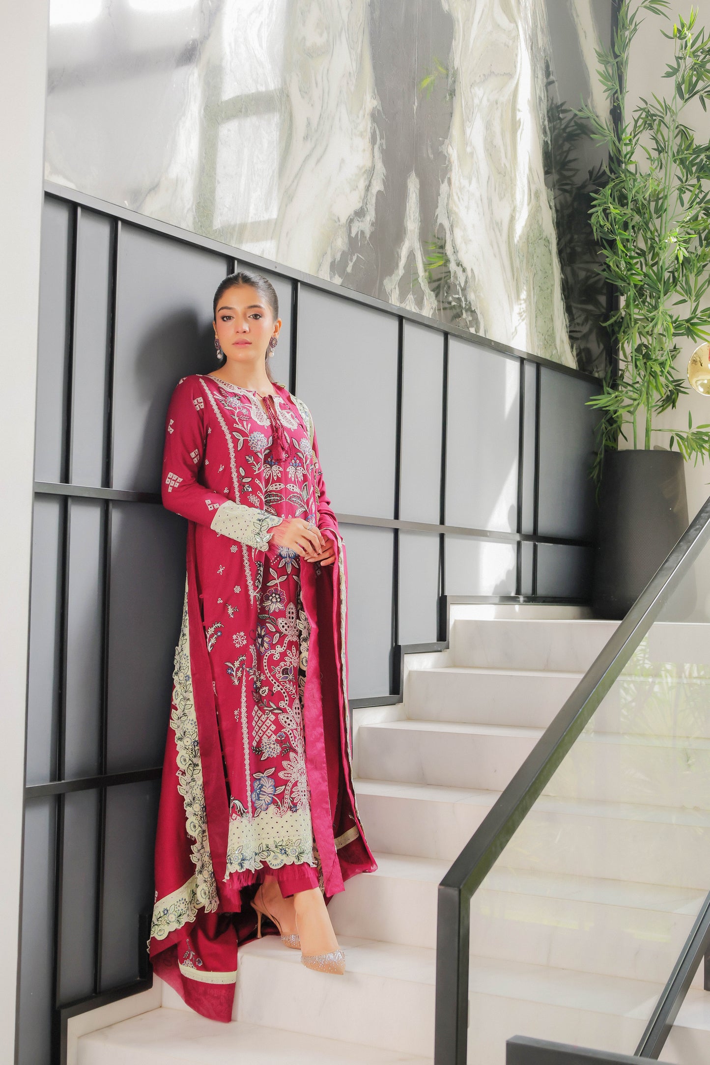 Aneelas Stitched Luxury Winter Viscose Emb Shirt Emb Shawl 3pc [LAIBA-05] [Dispatch Time 2 Months]