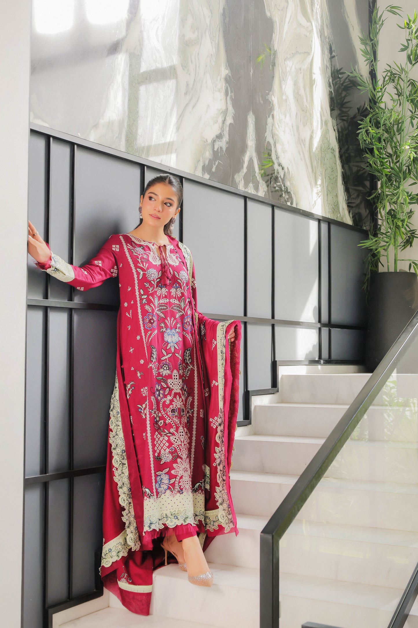 Aneelas Stitched Luxury Winter Viscose Emb Shirt Emb Shawl 3pc [LAIBA-05] [Dispatch Time 2 Months]