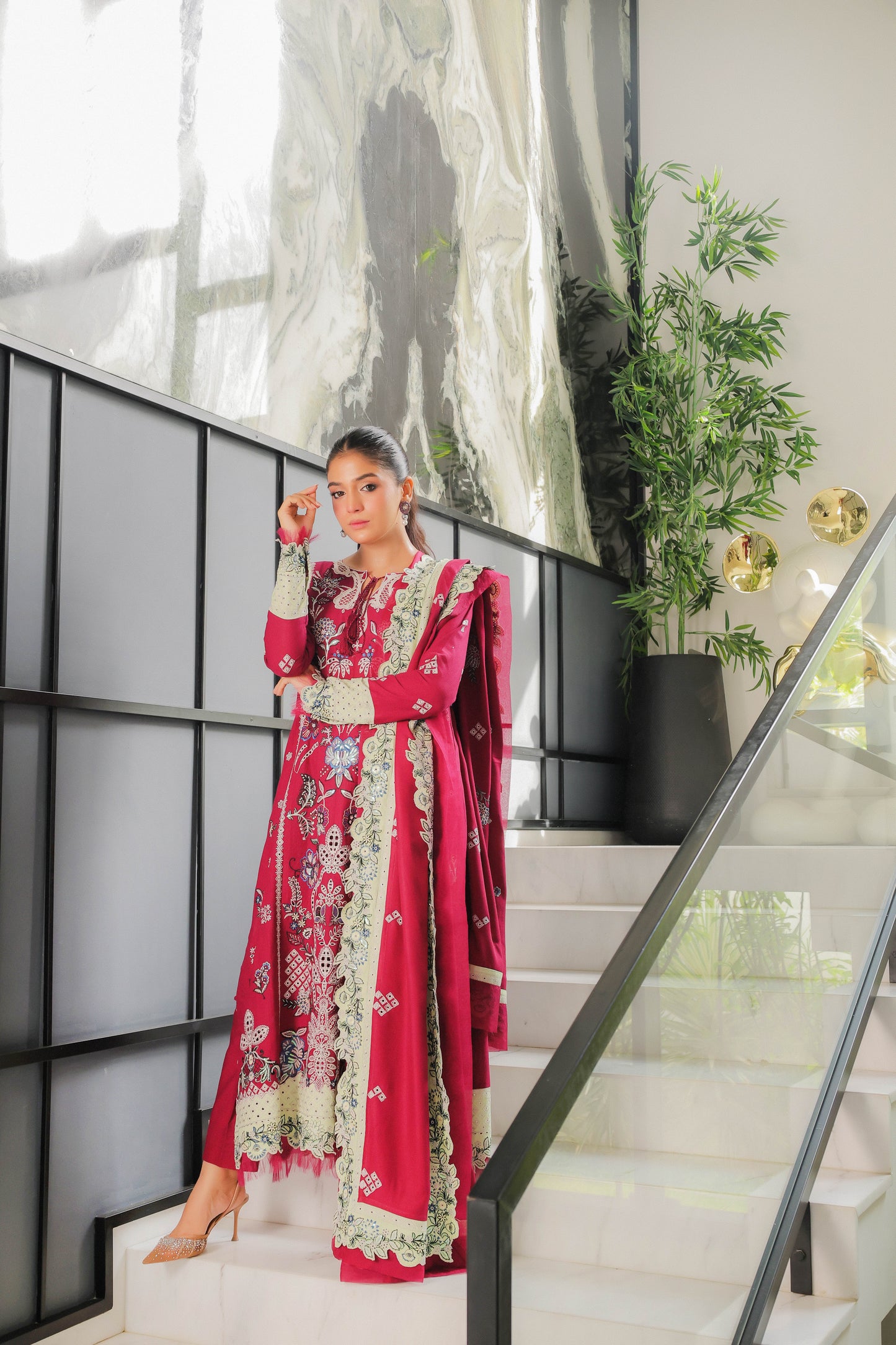 Aneelas Stitched Luxury Winter Viscose Emb Shirt Emb Shawl 3pc [LAIBA-05] [Dispatch Time 2 Months]