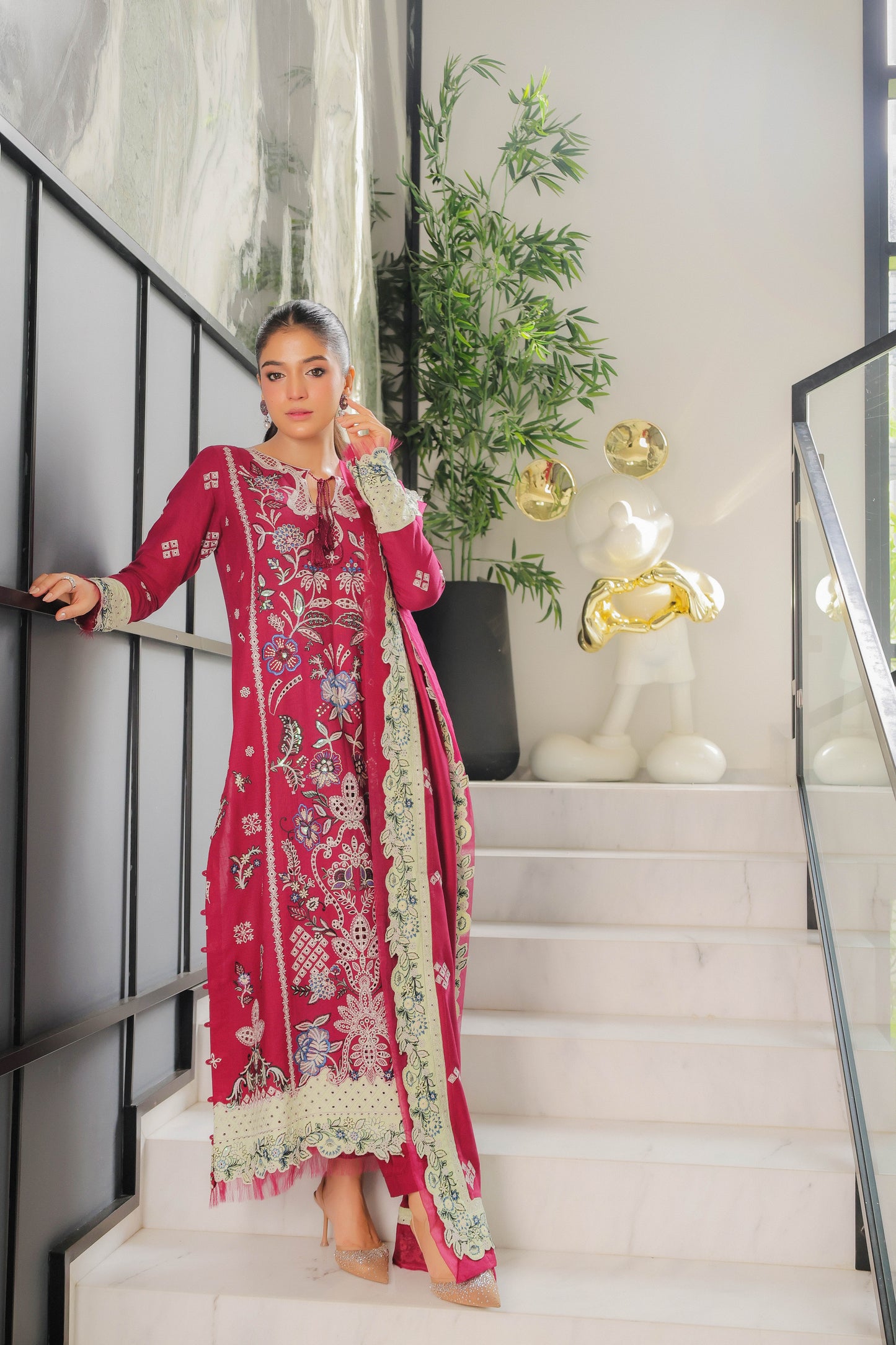 Aneelas Stitched Luxury Winter Viscose Emb Shirt Emb Shawl 3pc [LAIBA-05] [Dispatch Time 2 Months]