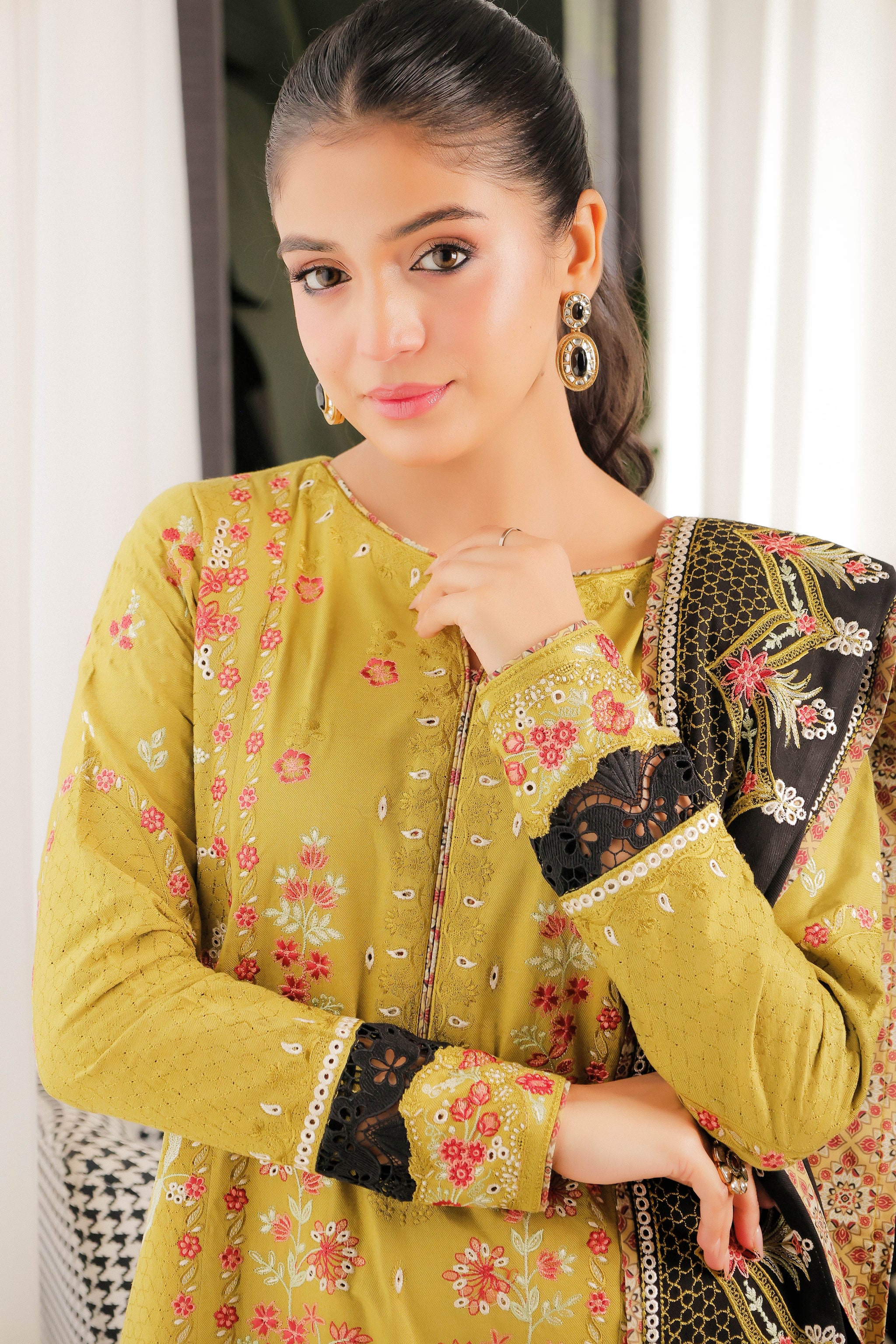 Rs 9500 Aneelas lawn Emb 3 piece stitched [Dispatch time 25th May] ~ [Chest 19] [Length 45] SMALL main image 0