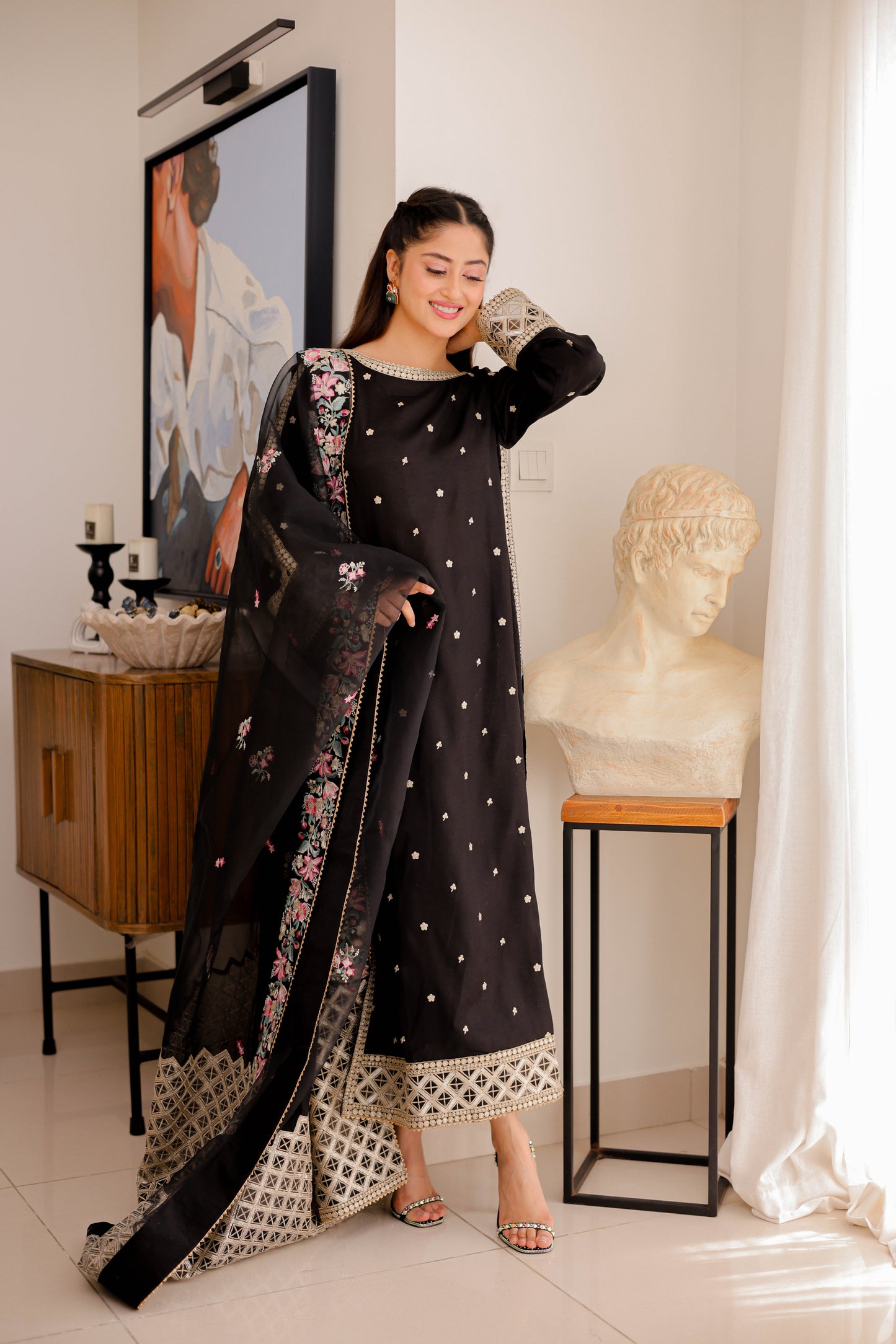 Aneelas Stitched Raw Silk Emb 3pc [FC-03] [Dispatch Time 2 Months]