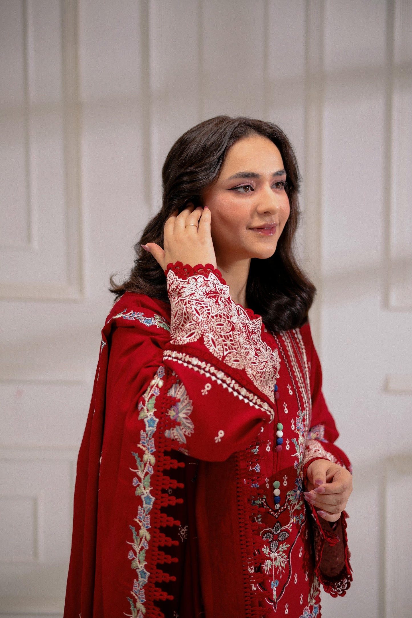 Rs 11000 Aneelas Stitched Luxury Twill Emb Shirt Trouser 2pc [YUMNA-05] [Dispatch Time 2 Months]