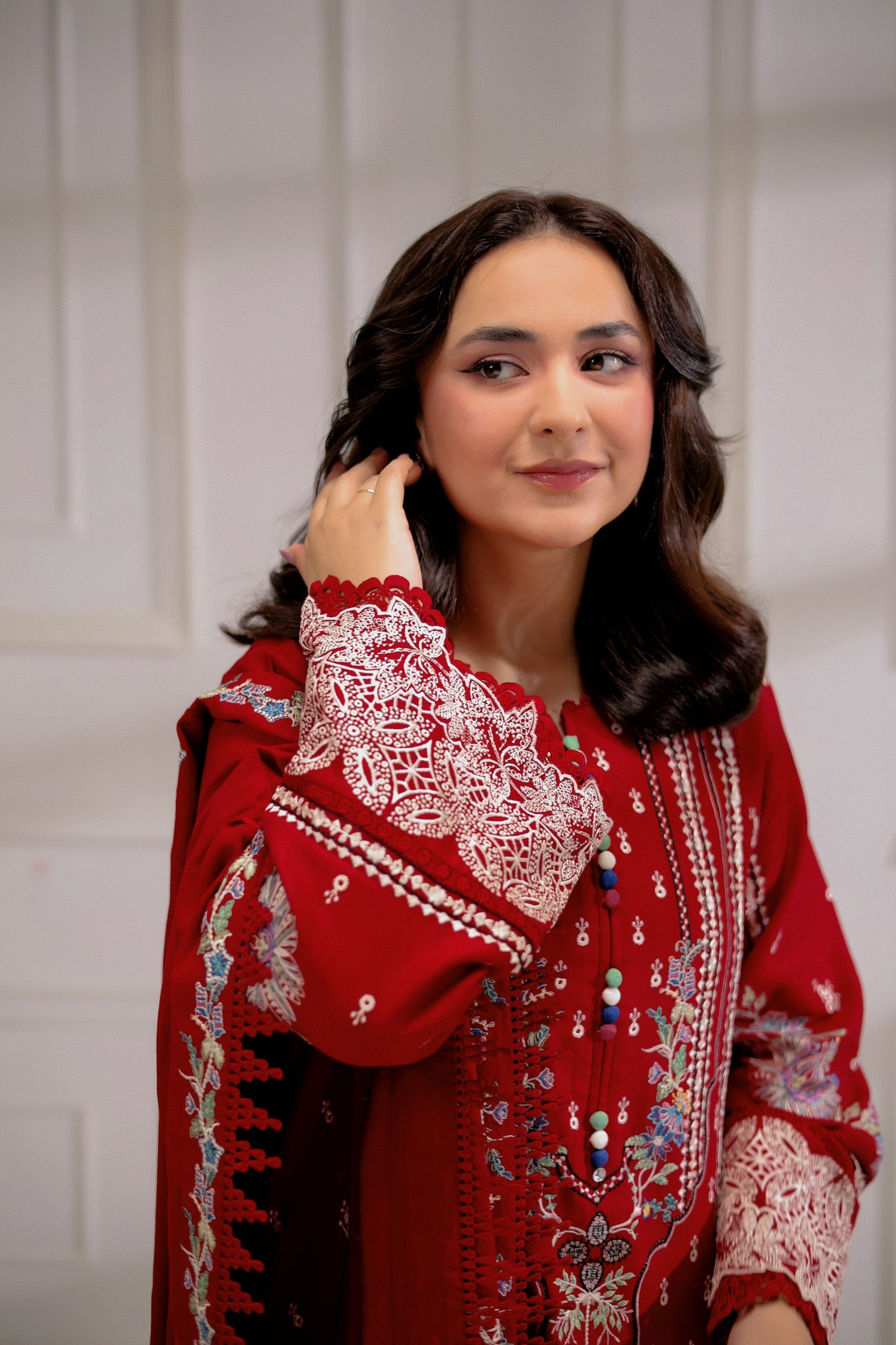 Rs 11000 Aneelas Stitched Luxury Twill Emb Shirt Trouser 2pc [YUMNA-05] [Dispatch Time 2 Months]