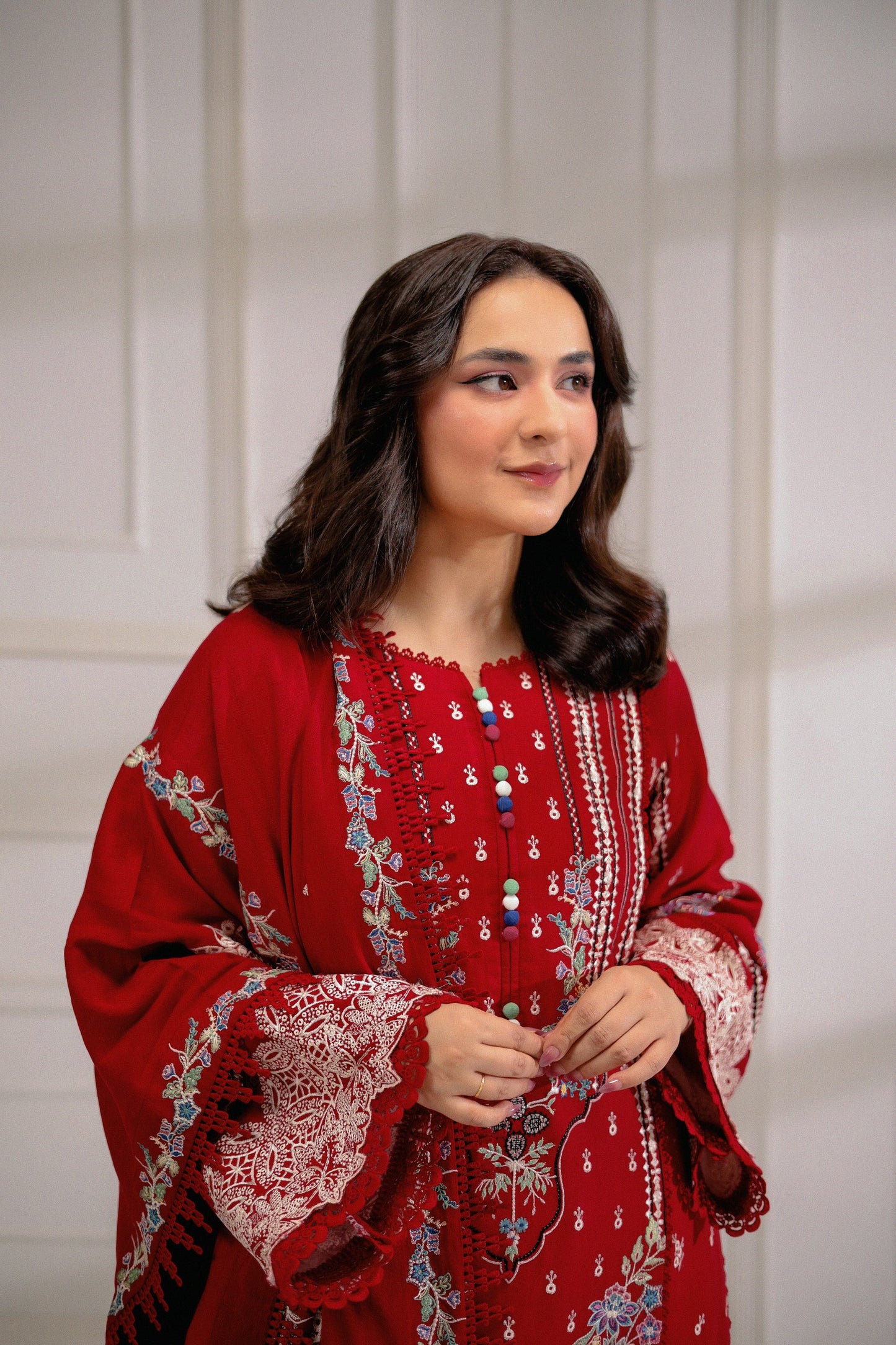 Rs 11000 Aneelas Stitched Luxury Twill Emb Shirt Trouser 2pc [YUMNA-05] [Dispatch Time 2 Months]