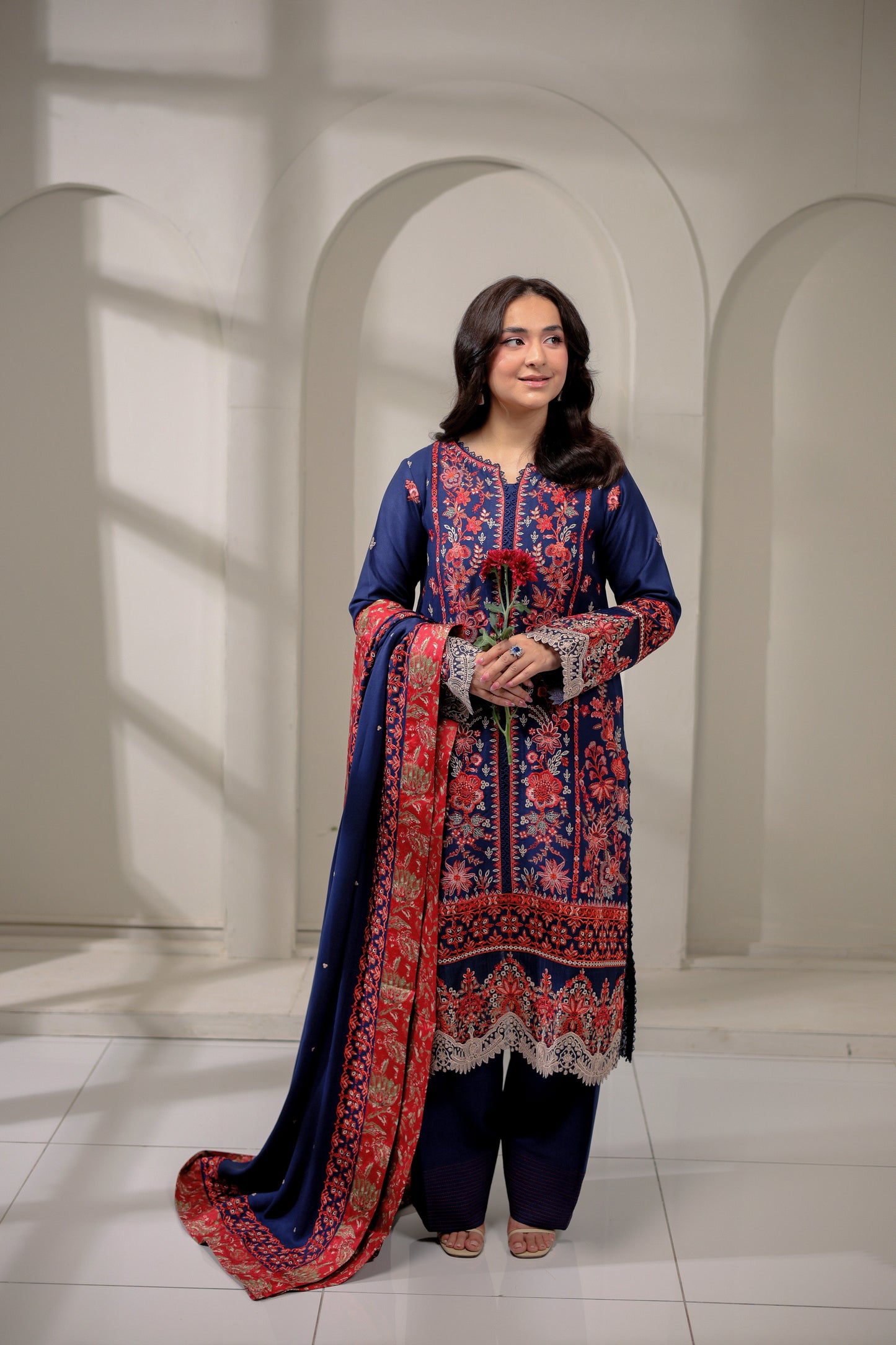 Rs 16500 Aneelas Stitched Luxury Karandi 3pc With Shalwar [YUMNA-03-A] [Dispatch Time 2 Months]