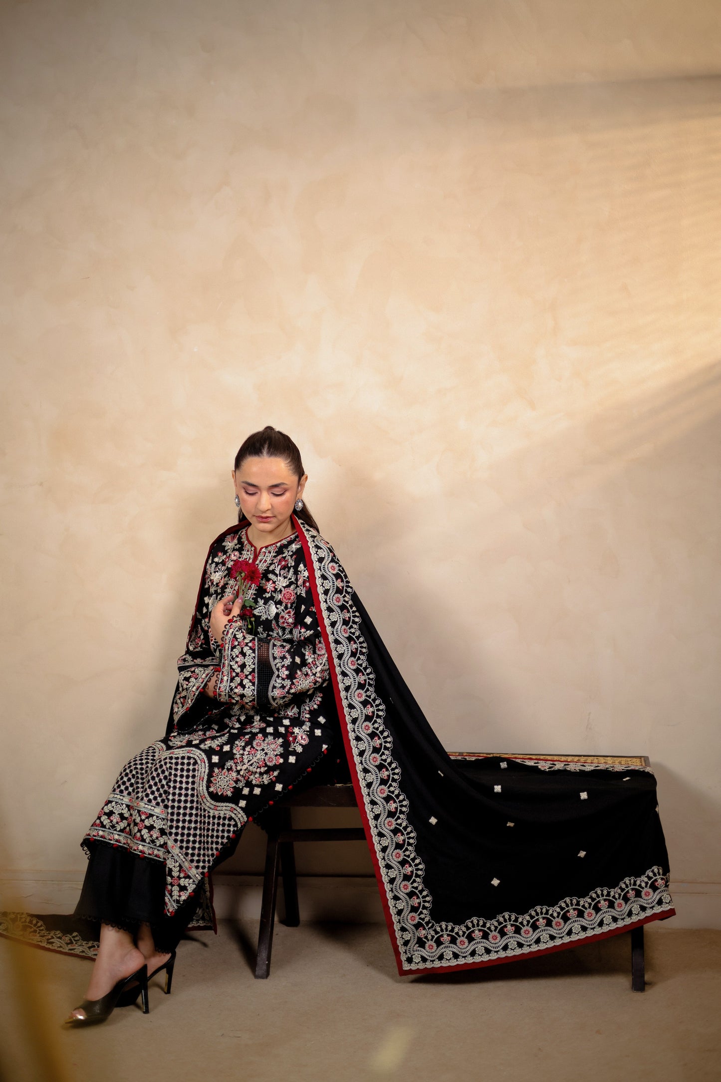 Aneelas Stitched Signature Luxury Winter Karandi Heavy Emb Shirt Trouser 2pc [YUMNA-01] [Dispatch Time 2 Months]