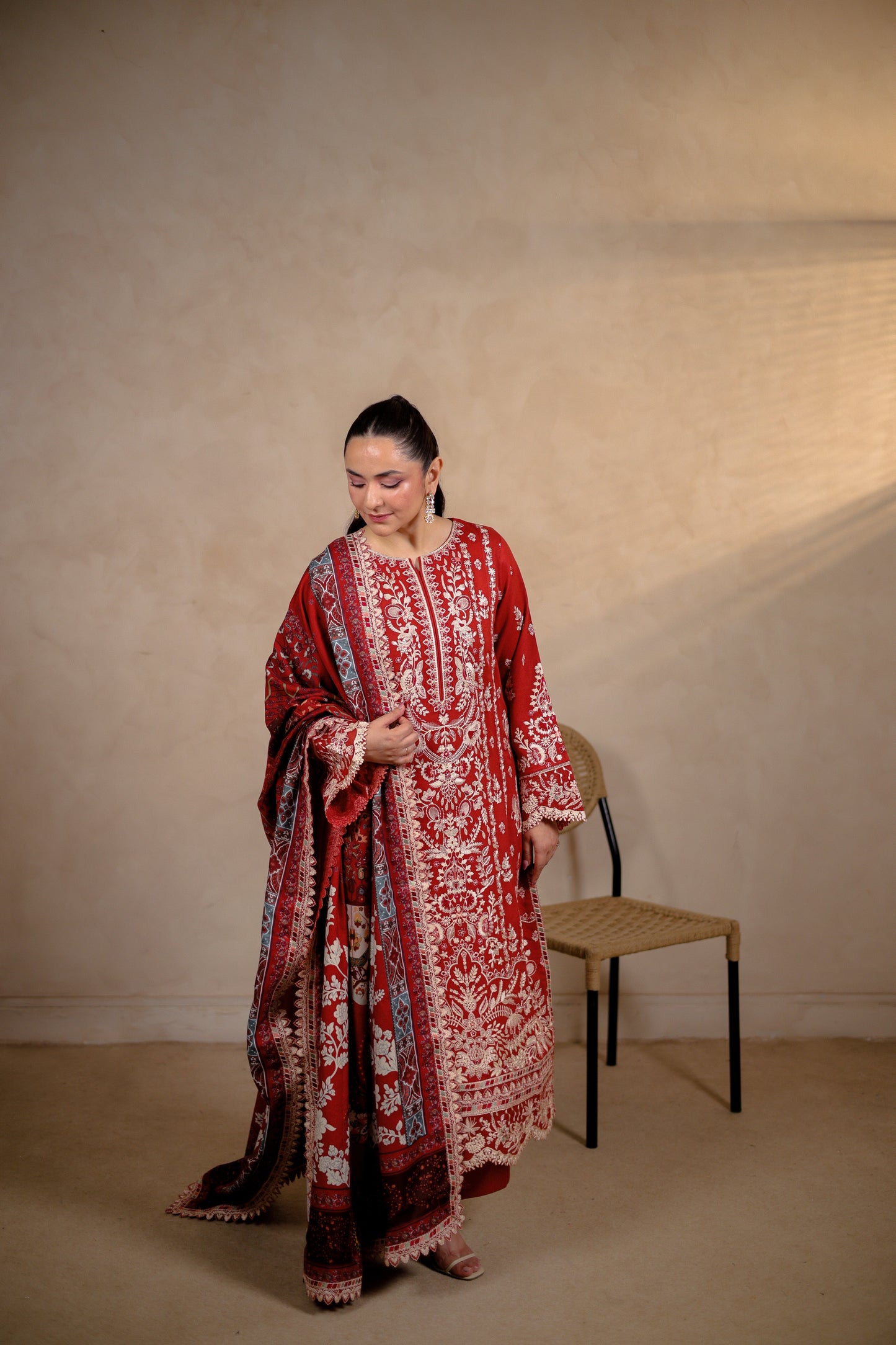 Rs 18500 Aneelas Stitched Luxury Winter Emb Karandi 3pc [YUMNA-04] [Dispatch Time 2 Months]