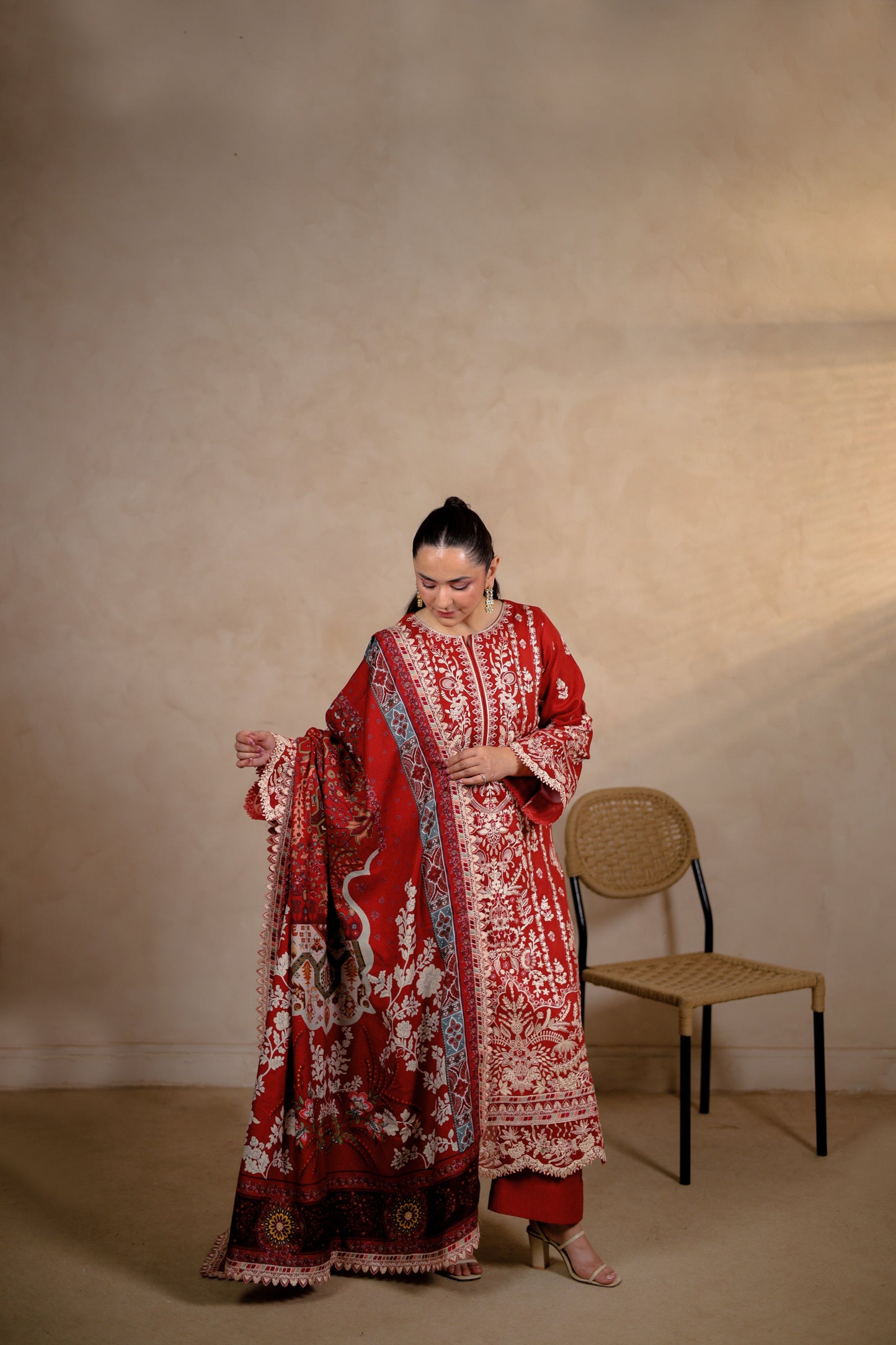 Rs 18500 Aneelas Stitched Luxury Winter Emb Karandi 3pc [YUMNA-04] [Dispatch Time 2 Months]