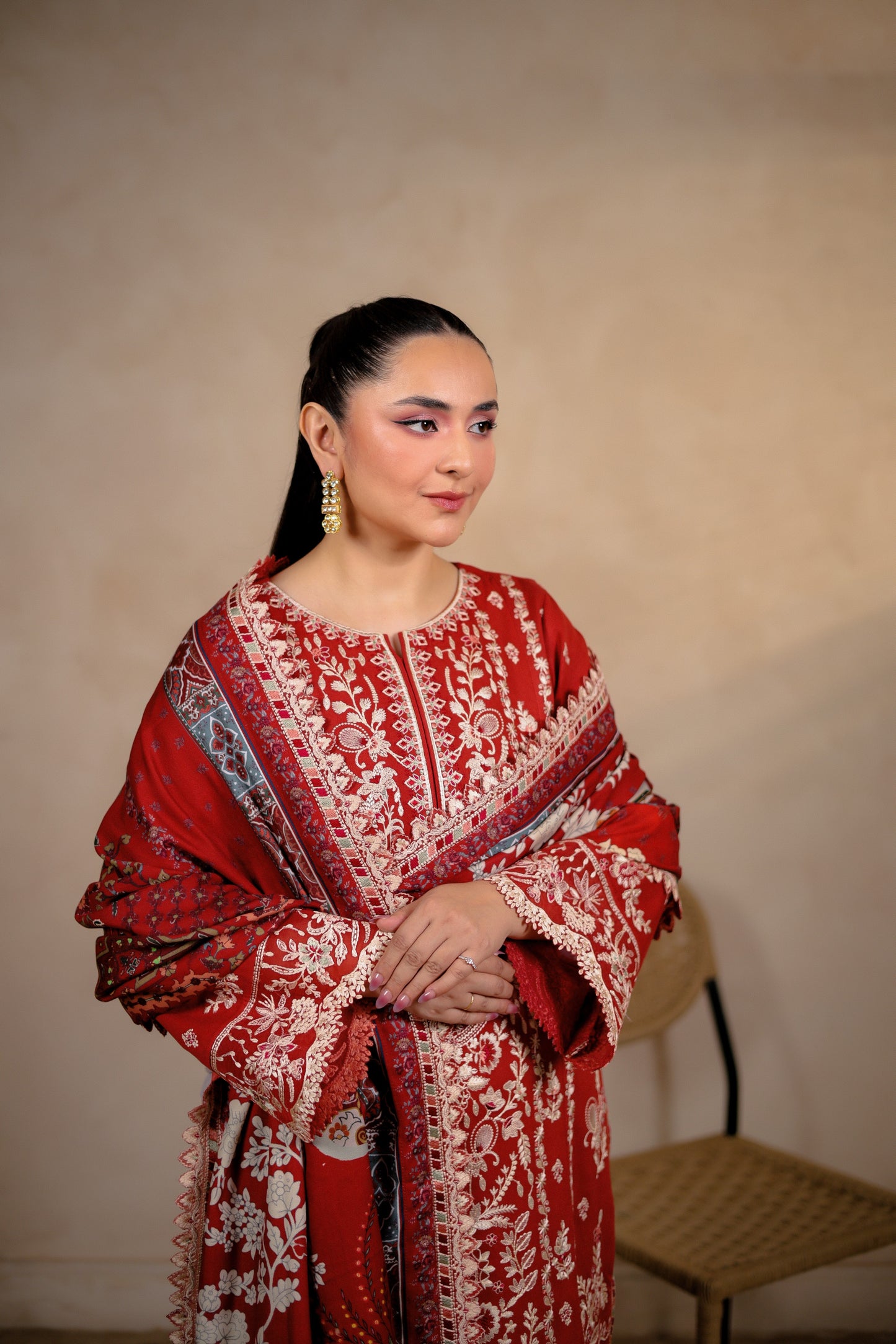 Rs 18500 Aneelas Stitched Luxury Winter Emb Karandi 3pc [YUMNA-04] [Dispatch Time 2 Months]