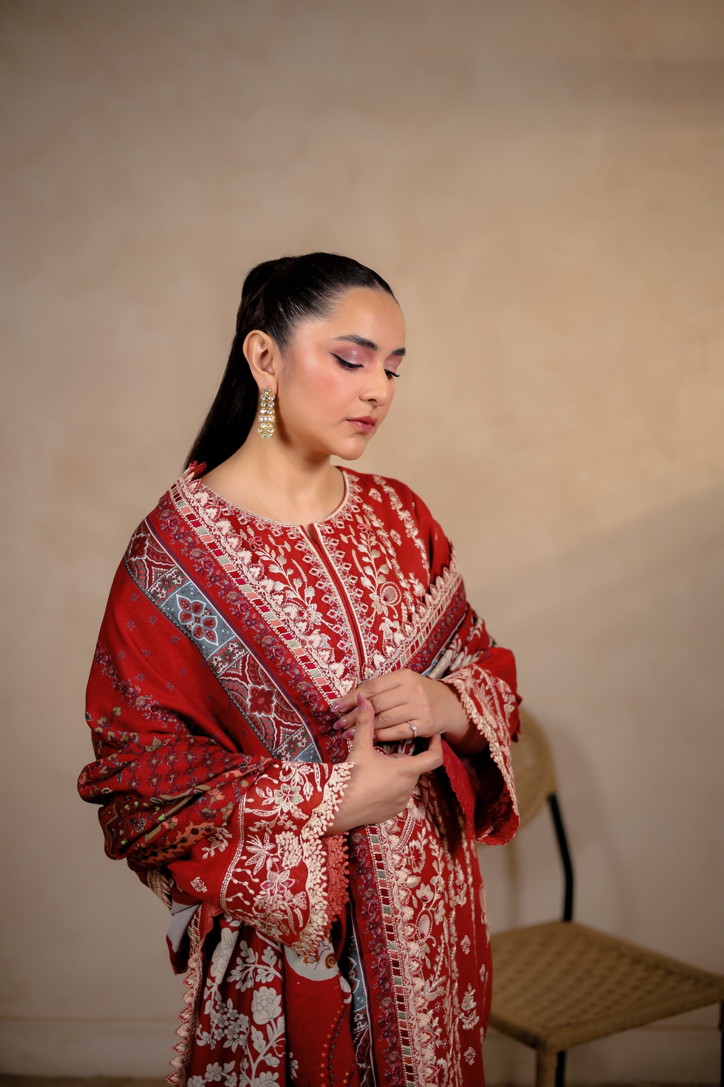 Rs 18500 Aneelas Stitched Luxury Winter Emb Karandi 3pc [YUMNA-04] [Dispatch Time 2 Months]