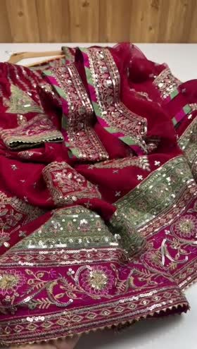 Rs 23500 Aneelas Stitched Raw Silk Maxi Heavy Net Duppata 3pc [FC-04] [Dispatch Time 2 Months]