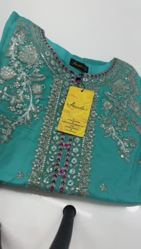 Rs 7500 Aneelas Eid launch raw silk stitched emb shirt Plain trouser [Ready to Dispatch] ~ [Chest 24] [Length 33] XXLARGE