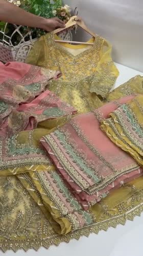 Rs 26000 Aneelas Stitched Bridal Organza 3pc Raw Silk Lehenga with Same Duppata [BR-30-A] [Dispatch Time 2 Months]