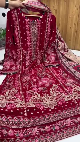 Rs 14500 Aneelas Stitched Peach Wool Emb 3pc [PL-05] [Dispatch Time 2 Months]