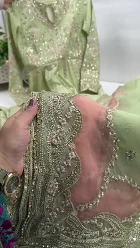 Rs 23500 Aneelas Stitched Raw Silk Maxi Emb Organza Duppata 3pc [BR-27] [Dispatch Time 2 Months]