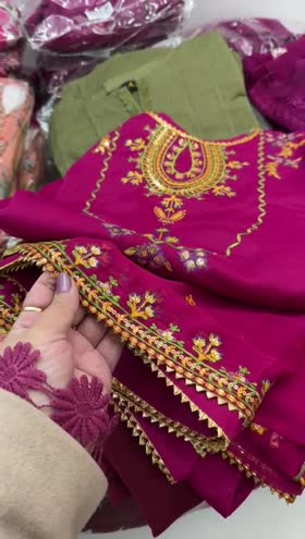 Rs 8500 Aneelas Eid launch raw silk shirt shalwar chiffon Emb Duppata UNstitched 3pc [D 2] [Dispatch date 24th april]