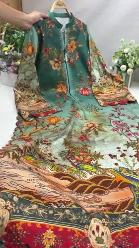 Aneelas Raw Silk Print Only Shirt Trouser 2pc [RS-15] [Dispatch Time 2 Months]
