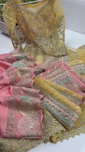 Rs 26000 Aneelas Stitched Bridal Organza 3pc Raw Silk Lehenga with Pink Duppata [BR-30-B] [Dispatch Time 2 Months]