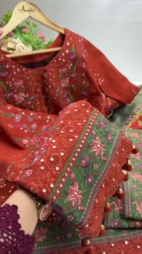 Rs 19500 Aneelas Stitched Karandi Emb 3pc Print Shawl [KR-26-13] [Dispatch Time 2 Months]