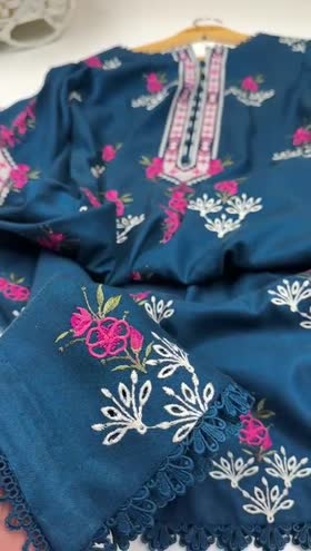 Rs 8000 Aneelas Stitched Peach Wool Emb Shirt Trouser 2pc [PL-11] [Dispatch Time 2 Months]