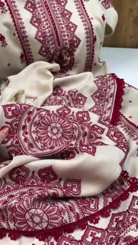 Rs 18000 Aneelas Stitched Winter Khadar Pashmina Emb Shawl 3pc [KR-02] [Dispatch Time 2 Months]