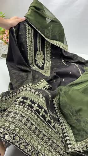 Aneelas Semi Formal Raw Silk Print Emb 3pc Emb Chiffon Duppata [FC-32] [Dispatch Time 2 Months]