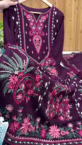 Rs 15500 Aneelas Stitched Peach Wool Emb Shirt Trouser and Shawl 3pc [MOMINA-05] [Dispatch time 2 Months]