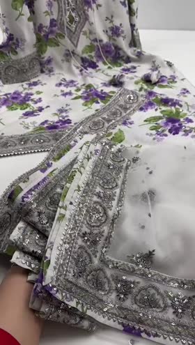 Rs 16000 Aneelas Eid Launch Stitched Raw Silk Print Emb 3pc [EID-01] [Dispatch Time 2 Months]