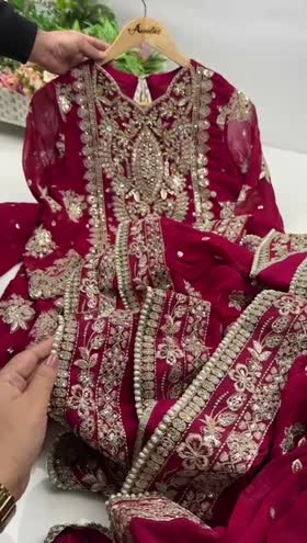 Rs 38000 Aneelas Stiched Bridal/Wedding Chiffon With Ada Work 3pc [LUX-CH-02] [Dispatch Time 2 Month]