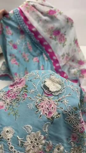 Rs 12500 Aneelas Stitched Lawn Print Emb 3pc with Chiffon Duppata [SPR-26-08-A] [Dispatch Time 2 Months]