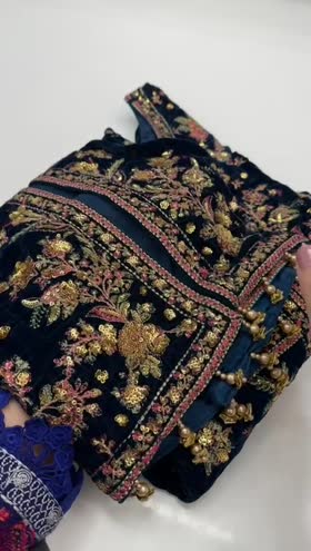 Rs 19500 Aneelas stitched velvet Emb shirt velvet Emb trouser organza ready Duppata 3 piece [ready to dispatch] ~ [Chest 24] [Length 41] XXLARGE