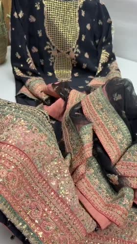 Aneelas Stitched Festive Raw Silk Emb 3pc Net Duppata [FC-46] [Dispatch Time 2 Months]